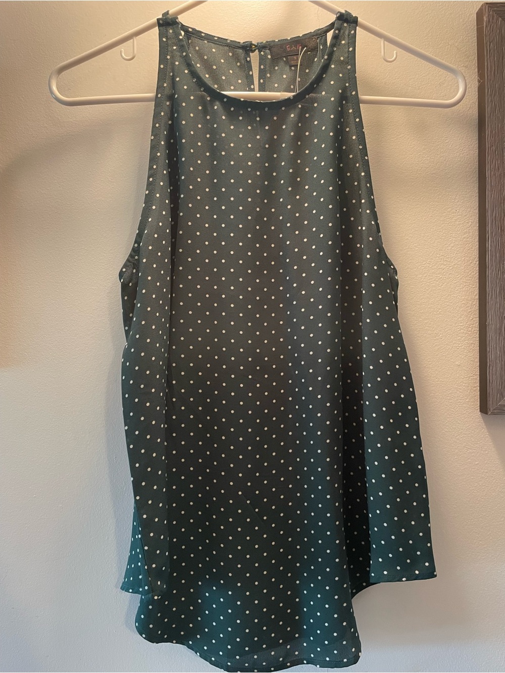 Dark Green Polka Dot High-Neck Camisole